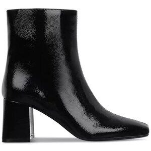 On 34th Margoe Square-Toe Booties Black Crinkle Patent Size 8.5M - F52